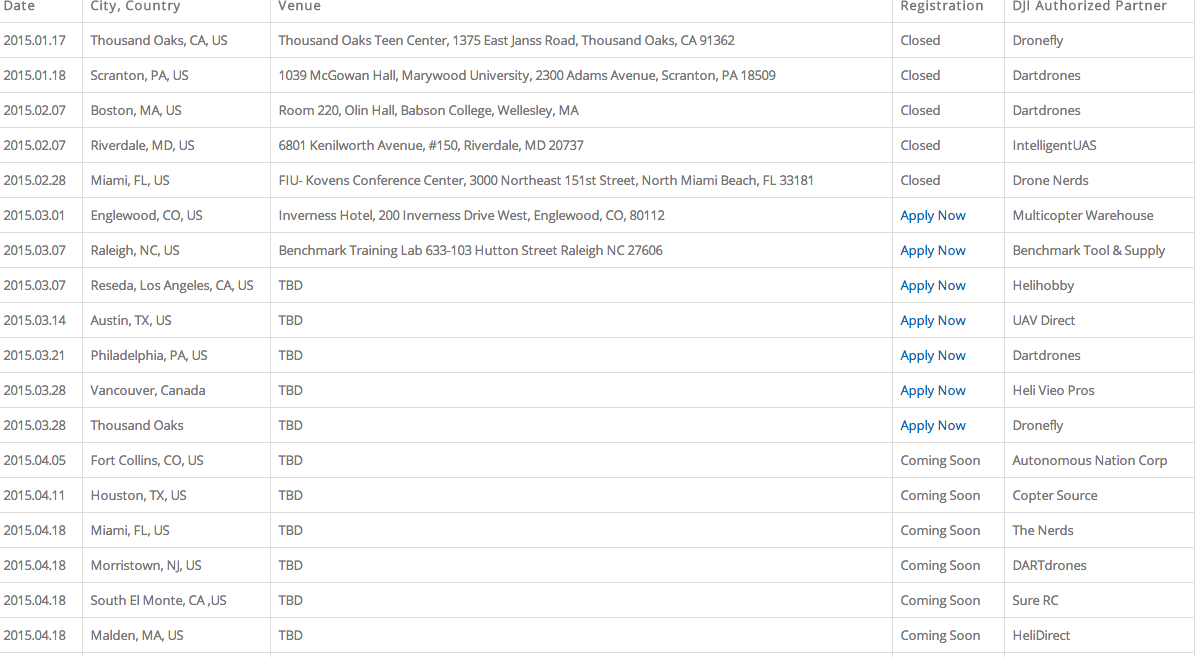 DJI flying experience venues